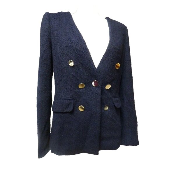 Calvin Klein Double-Breasted Textured Blazer, Navy, 8 - Picture 3 of 10